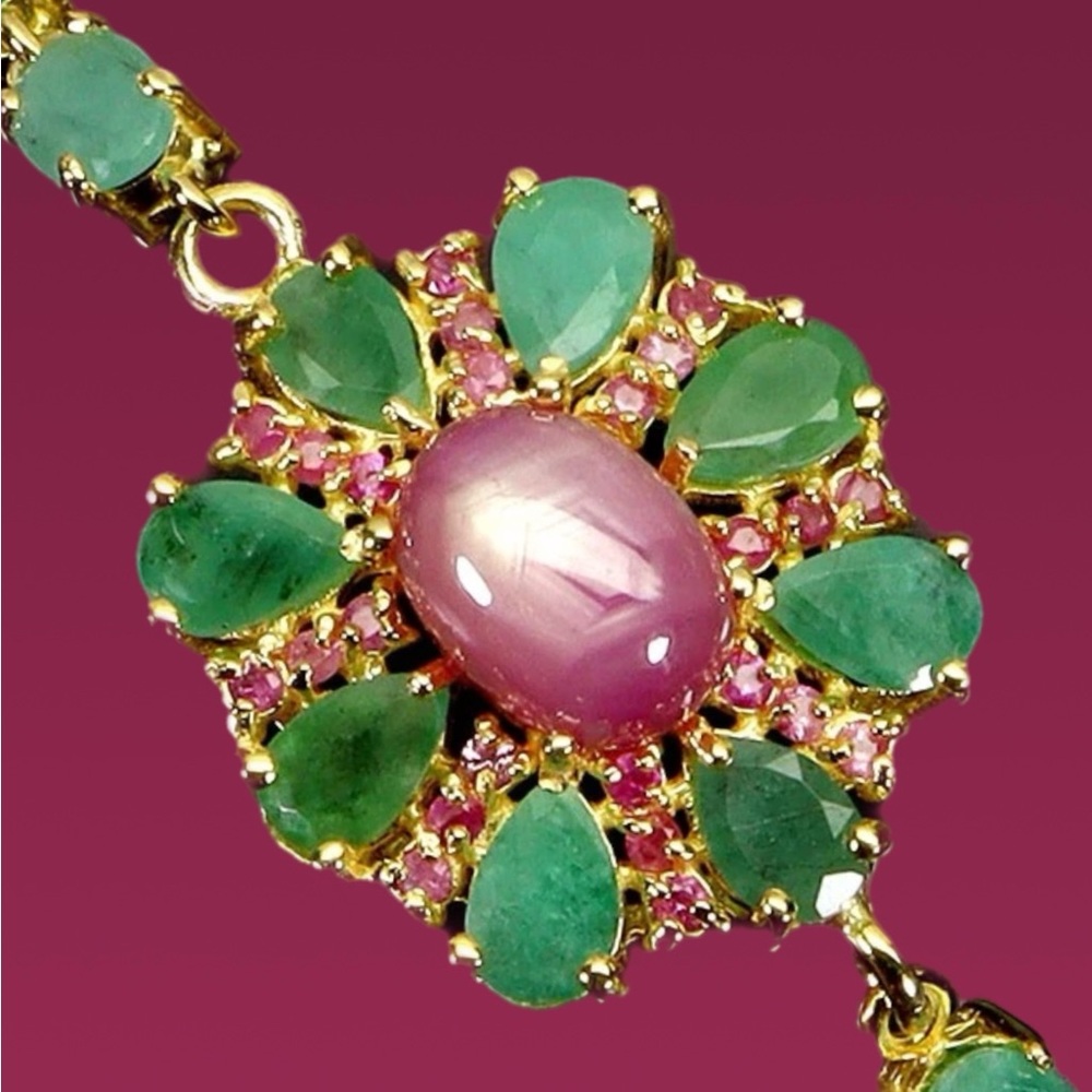 Breathtaking Genuine Ruby & Emerald Bracelet - image 2